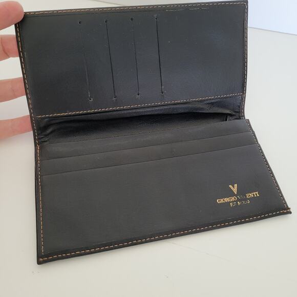 Giorgio Valenti Card Slim Bill Holder Wallet Navy Bifold Leather Snake Vintage - Picture 3 of 12